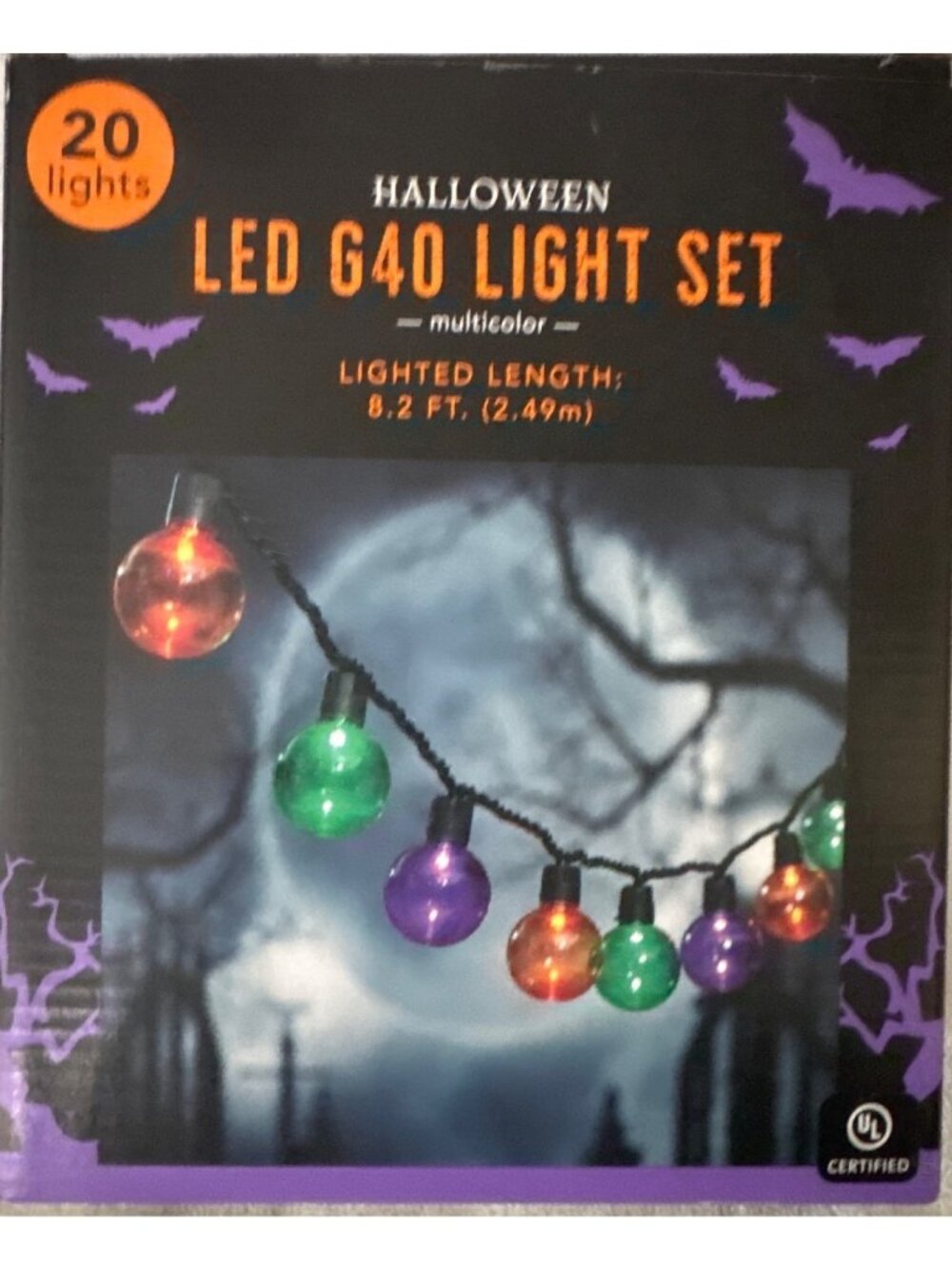 NIB 20 LED G40 Light HALLOWEEN String Tested Works